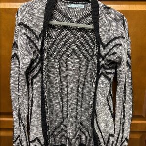Maurices Black and White Geometric Cardigan